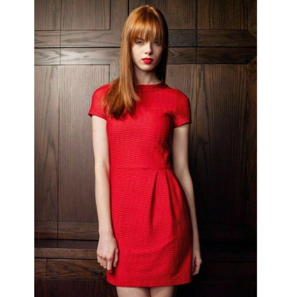 NANETTE LEPORE Scarlet Red Cliff Hanger Mini Pique Dress - Size 2